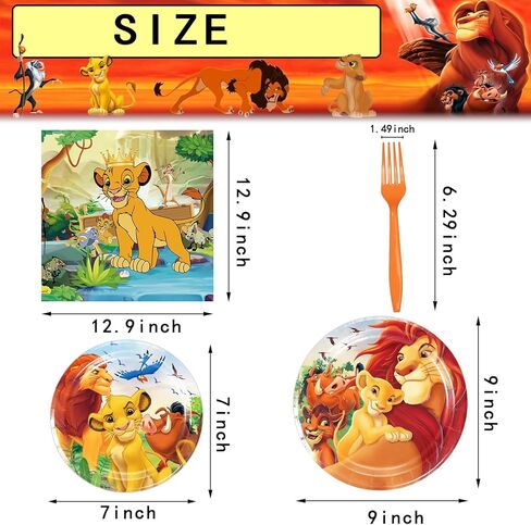 80 Pcs Lion King Party Supplies Disposable Tableware Include Plates,Cupsand Napkins for Girls and Boys Lion King Party Decoration (Serves 20) in Kuwait