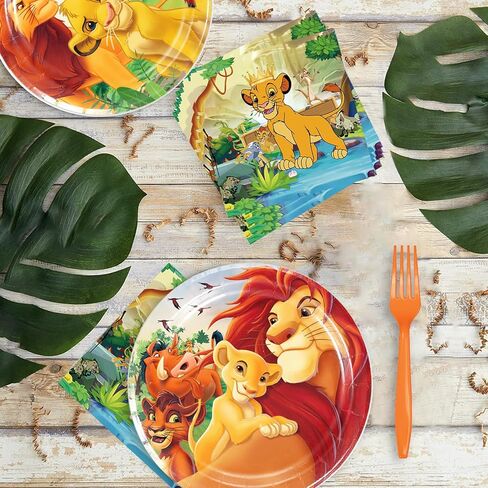 80 Pcs Lion King Party Supplies Disposable Tableware Include Plates,Cupsand Napkins for Girls and Boys Lion King Party Decoration (Serves 20) in Kuwait