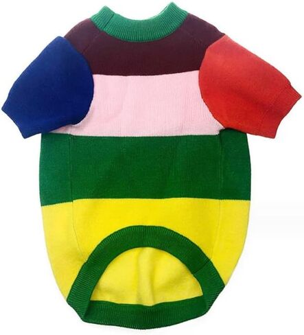 سترة Zhendehenziyou الكلاسيكية للكلاب والقطط، بلوفر ناعم سميك دافئ، قميص شتوي بارد للجرو، زهرة ملونة بألوان قوس قزح للقطط والصلصال (كبير) in Kuwait