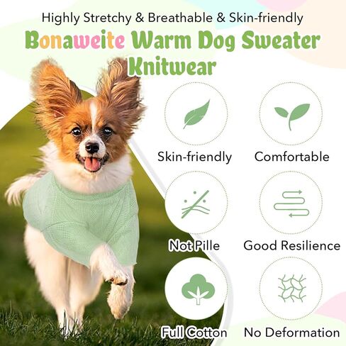 Bonaweite محبوك سترة الكلب للكلاب الصغيرة المتوسطة القطط، الدافئة الناعمة السترة جرو سترة الزي الكلب تريكو البلوز للكلاب فتاة صبي in Kuwait