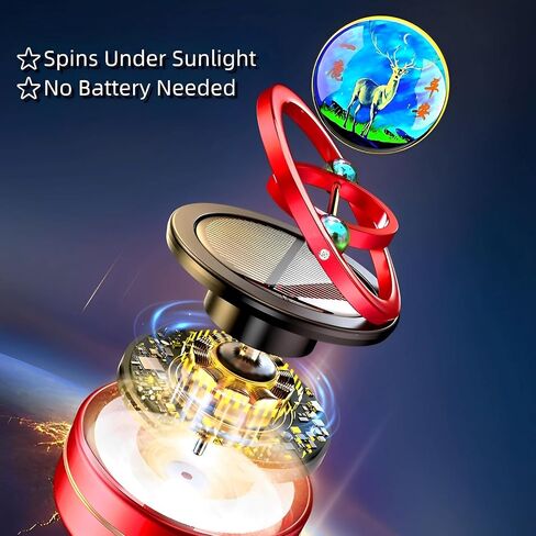 EAONITU Car Decoration Solar Spin Car Dashboard Decorations Automotive Interior Decoration Gifts Home Office Decor (Red) in Saudi Arabia