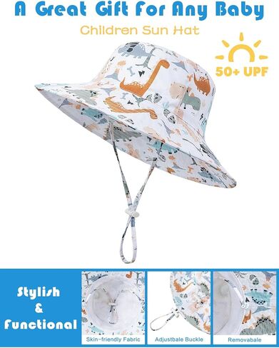 BIKINX Baby Sun Hat Toddler Bucket Hat Wide Brim Kids Beach Hats UPF 50+ Sun Protective for Boys Girls in Kuwait