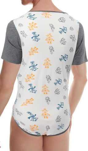CutiePlusU Men's Cotton Button Crotch Bodysuits Adult Romper Onesie for Men Print in Saudi Arabia