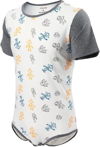 CutiePlusU Men's Cotton Button Crotch Bodysuits Adult Romper Onesie for Men Print in Saudi Arabia