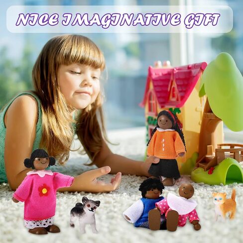 Doll Wooden House People of 8 Miniature Figures and 2 Pets, Country Style in Kuwait