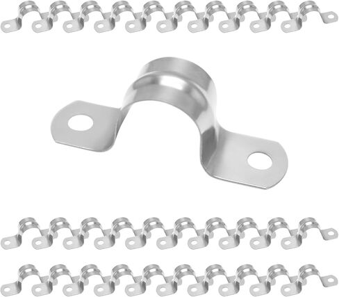 Howeall 30 قطعة M12 (1/2 بوصة) حزام أنابيب صلب، حزام بفتحتين على شكل حرف U حزام أنبوب من الفولاذ المقاوم للصدأ مشابك حزام شديدة التحمل لتثبيت الأنابيب أو الكابل in Kuwait