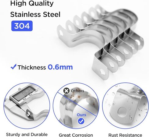 Howeall 30 قطعة M12 (1/2 بوصة) حزام أنابيب صلب، حزام بفتحتين على شكل حرف U حزام أنبوب من الفولاذ المقاوم للصدأ مشابك حزام شديدة التحمل لتثبيت الأنابيب أو الكابل in Kuwait