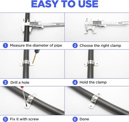 Howeall 30 قطعة M12 (1/2 بوصة) حزام أنابيب صلب، حزام بفتحتين على شكل حرف U حزام أنبوب من الفولاذ المقاوم للصدأ مشابك حزام شديدة التحمل لتثبيت الأنابيب أو الكابل in Kuwait