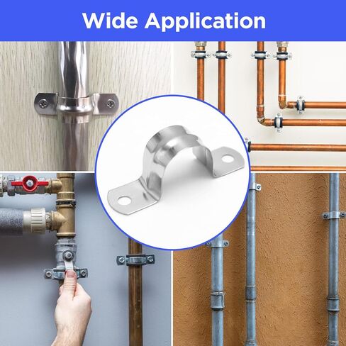 Howeall 30 قطعة M12 (1/2 بوصة) حزام أنابيب صلب، حزام بفتحتين على شكل حرف U حزام أنبوب من الفولاذ المقاوم للصدأ مشابك حزام شديدة التحمل لتثبيت الأنابيب أو الكابل in Kuwait