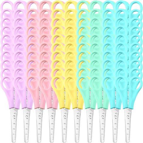 Gisafai 100 Pcs 5'' Scissors Bulk for Kids Safety Blunt Tip Scissors Stainless Steel Sharp Blade Easy Grip Scissors 5 Pastel Colors Kids Craft Scissors for Office Sewing Home Craft School Supplies in Saudi Arabia