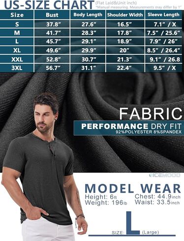 Mens Henley Shirt Dry Fit Tech 3 Button Slim Fit Quick Dry Gym Tshirt Short Sleeve Lightweight Casual T Basic Tee in Kuwait