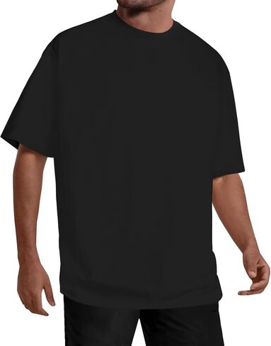 تيشيرتات رياضية عصرية للرجال بأكمام قصيرة وفضفاضة ورقبة دائرية وخفيفة الوزن وقمصان علوية صلبة للتمرين in Kuwait