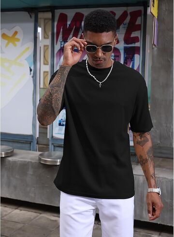 تيشيرتات رياضية عصرية للرجال بأكمام قصيرة وفضفاضة ورقبة دائرية وخفيفة الوزن وقمصان علوية صلبة للتمرين in Kuwait