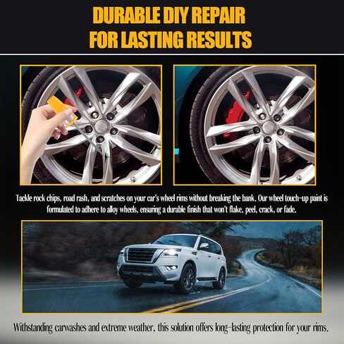 (Gloss Black, 2 in 1 Car Rim Touch Up Paint for Cars Universal Color Rim Scratch Repair Pen Car Paint Scratch Repair Car Touch Up Paint Pen Wheel Rim Curb Rash Repair Kit Car Scratch Remover in Saudi Arabia