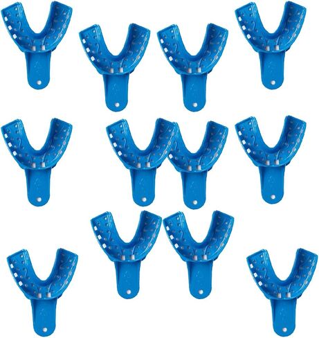 EASYTODENTA 12PCS Dental Impression Trays 8 Sizes Autoclavable Teeth Impression Kits S/M/L,Upper/Lower (L Lower) in Saudi Arabia