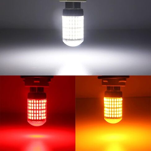 2 حزمة 1157 لمبة ضوء الفرامل LED، 12 فولت - 24 فولت BAY15D لمبة إضاءة بديلة لوقوف السيارات الخلفي للفرامل العكسية، 144SMD 3014 أضواء إشارة الانعطاف الاحتياطية لمجموعة الشرائح، عالمية للسيارة RV (أصفر) in Kuwait