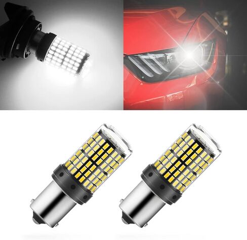 2 حزمة 1157 لمبة ضوء الفرامل LED، 12 فولت - 24 فولت BAY15D لمبة إضاءة بديلة لوقوف السيارات الخلفي للفرامل العكسية، 144SMD 3014 أضواء إشارة الانعطاف الاحتياطية لمجموعة الشرائح، عالمية للسيارة RV (أصفر) in Kuwait