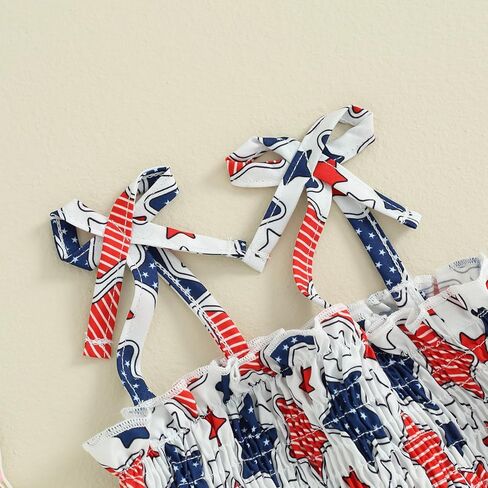 FYBITBO 4th of July Todddler Girls Outfit Strars Stripes Spaghetti Strap Little Girl Dress Kids Independence Day Clothes in Saudi Arabia