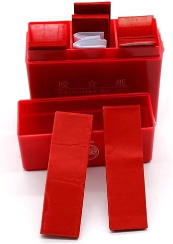 Dental Articulating Paper 300 Strips in Plastic Dispenser 100 Micron Film Double Sided 55 x 18 x 0.1mm for Occlusal and Interproximal Adjustments (Blue) in Kuwait