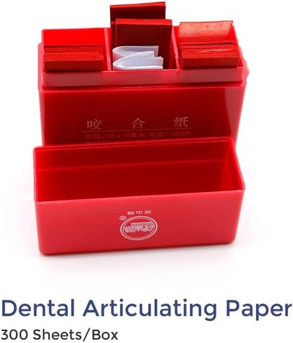 Dental Articulating Paper 300 Strips in Plastic Dispenser 100 Micron Film Double Sided 55 x 18 x 0.1mm for Occlusal and Interproximal Adjustments (Blue) in Kuwait