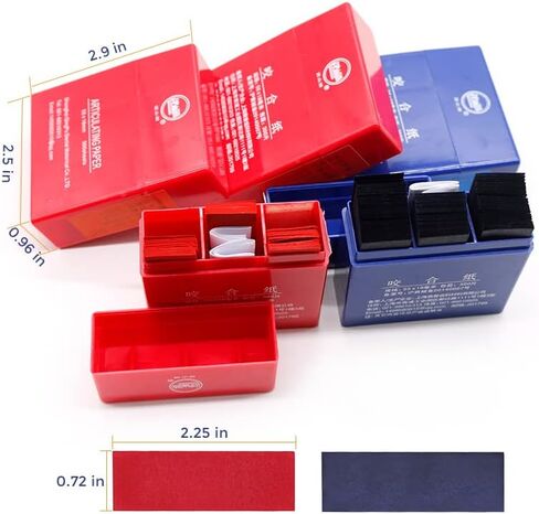 Dental Articulating Paper 300 Strips in Plastic Dispenser 100 Micron Film Double Sided 55 x 18 x 0.1mm for Occlusal and Interproximal Adjustments (Blue) in Kuwait
