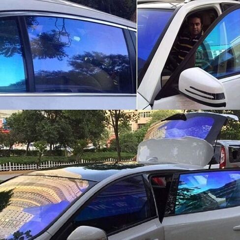 طبقة تظليل نافذة الحرباء من ASENDIWAY للسيارات، طبقة تظليل نافذة السيارة باللون الأزرق الداكن طبقة حماية من الشمس مقاومة للخدش بنسبة 65% VLT للزجاج الأمامي ومظلة من الشمس والحرارة والأشعة فوق البنفسجية in Kuwait