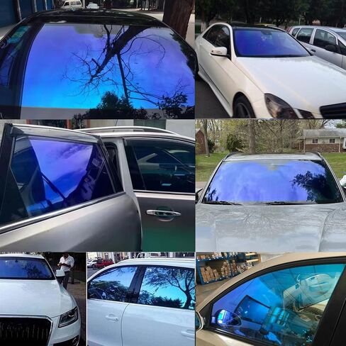 طبقة تظليل نافذة الحرباء من ASENDIWAY للسيارات، طبقة تظليل نافذة السيارة باللون الأزرق الداكن طبقة حماية من الشمس مقاومة للخدش بنسبة 65% VLT للزجاج الأمامي ومظلة من الشمس والحرارة والأشعة فوق البنفسجية in Kuwait