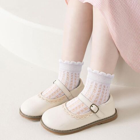 Meeshine 6 Pack Toddler Baby Girls Boys Mesh Thin Socks Summer Eyelet Cotton Ruffle Breathable Ankle Socks for 1-8T Kids in Saudi Arabia