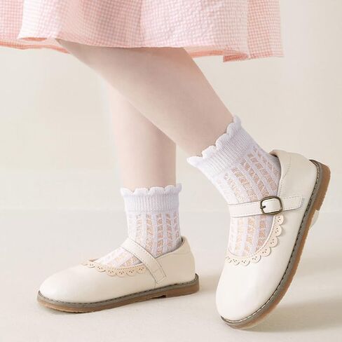 Meeshine 6 Pack Toddler Baby Girls Boys Mesh Thin Socks Summer Eyelet Cotton Ruffle Breathable Ankle Socks for 1-8T Kids in Saudi Arabia
