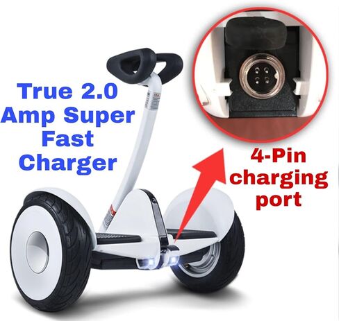 [ملاءمة معتمدة] شاحن سكوتر 63 فولت 2.0 أمبير فائق السرعة بأربعة شقوق، لـ Segway Ninebot S.S-MAX، Mini Pro، Go Kart، Go Kart Pro 4-Pin Connector 54V شاحن بطارية in Kuwait