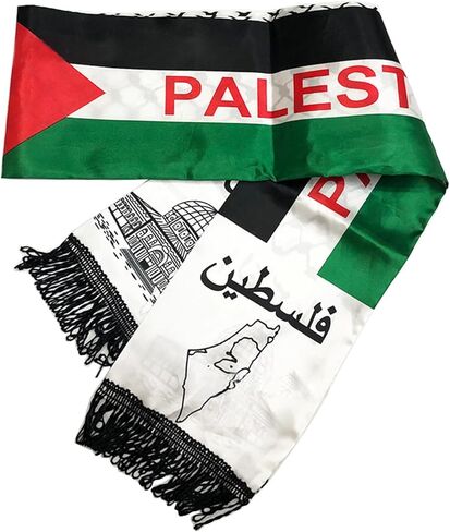 Xdodnev الطباعة الرقمية فلسطين وشاح طويل الساتان وشاح للرقبة فلسطين الرقبة شال القدس العربية وشاح لجميع الأعمار in Kuwait