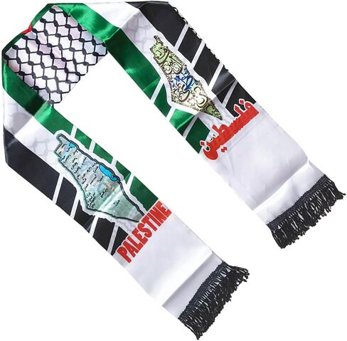 Xdodnev الطباعة الرقمية فلسطين وشاح طويل الساتان وشاح للرقبة فلسطين الرقبة شال القدس العربية وشاح لجميع الأعمار in Kuwait