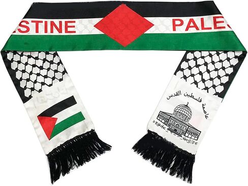 Xdodnev الطباعة الرقمية فلسطين وشاح طويل الساتان وشاح للرقبة فلسطين الرقبة شال القدس العربية وشاح لجميع الأعمار in Kuwait