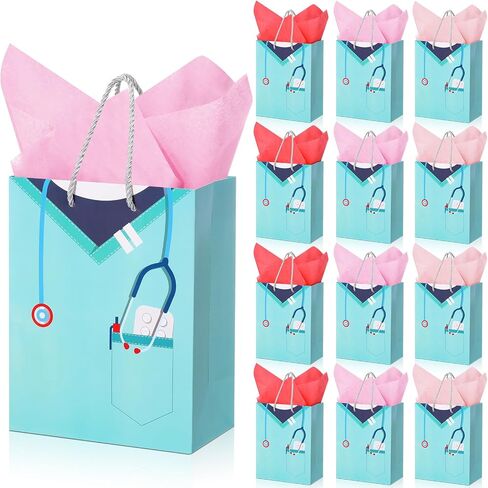 Censen 20 Pcs Nurse Graduation Gifts Bag with Tissue Paper Nurse Doctor Graduation Gift Bag with Handle Nursing Gift Bag for Nurse Doctor Medical School Graduate Occupational Therapist Party Supplies in Saudi Arabia