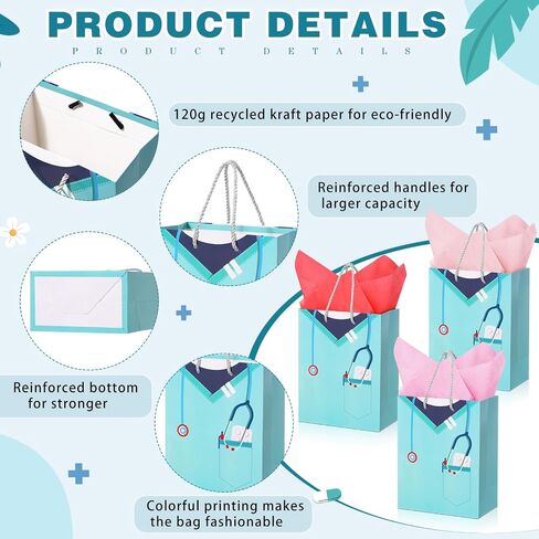 Censen 20 Pcs Nurse Graduation Gifts Bag with Tissue Paper Nurse Doctor Graduation Gift Bag with Handle Nursing Gift Bag for Nurse Doctor Medical School Graduate Occupational Therapist Party Supplies in Saudi Arabia