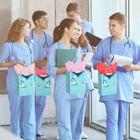 Censen 20 Pcs Nurse Graduation Gifts Bag with Tissue Paper Nurse Doctor Graduation Gift Bag with Handle Nursing Gift Bag for Nurse Doctor Medical School Graduate Occupational Therapist Party Supplies in Saudi Arabia