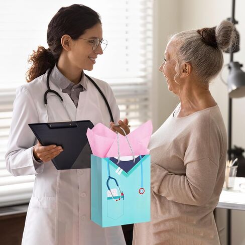 Censen 20 Pcs Nurse Graduation Gifts Bag with Tissue Paper Nurse Doctor Graduation Gift Bag with Handle Nursing Gift Bag for Nurse Doctor Medical School Graduate Occupational Therapist Party Supplies in Saudi Arabia
