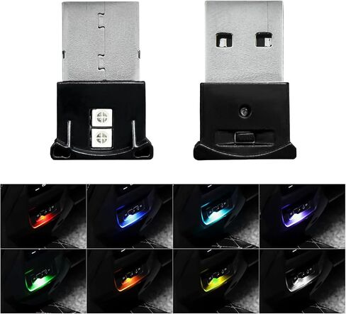 Suvnie 2 PCS Mini USB LED Light, 8 Colors RGB Car USB LED Interior Atmosphere Light, Adjustable Brightness Smart Laptop Keyboard Home Office Decoration Night Lamp, Car Accessories in Saudi Arabia