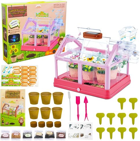 مجموعة أدوات زراعة النباتات للأطفال من EXBEPE، مجموعة زراعة الدفيئة، مجموعة Terrarium Kit للأطفال، لعبة البستنة النباتية التعليمية DIY، الدفيئة الحية مع لوحة شمسية، مجموعة البستنة الداخلية in Kuwait