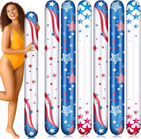 Sumind 6 Pack 60 Inch Inflatable Patriotic Pool Noodles Jumbo American Flag Pool Noodles American Star White Blue Red Pool Floats for Summer 4th of July Backyard Pool Parties Memorial Day in Saudi Arabia