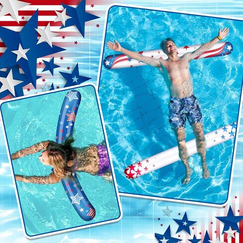 Sumind 6 Pack 60 Inch Inflatable Patriotic Pool Noodles Jumbo American Flag Pool Noodles American Star White Blue Red Pool Floats for Summer 4th of July Backyard Pool Parties Memorial Day in Saudi Arabia