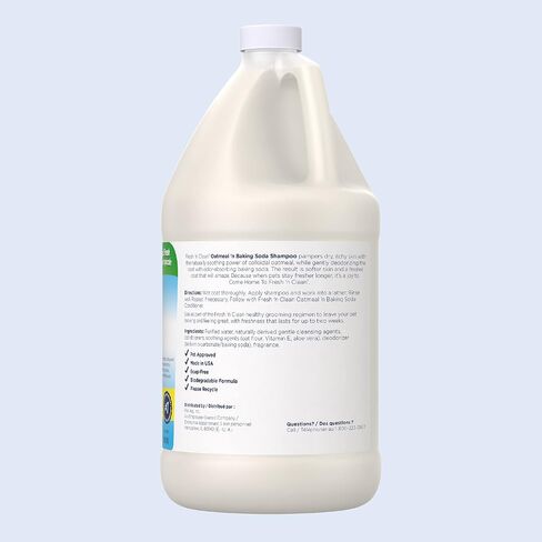 شامبو Pet-Ag Fresh 'n Clean Oatmeal 'n Baking Soda - رائحة استوائية منعشة - 64 أونصة - يغذي البشرة الجافة والحكة والحساسة مع فيتامين E والصبار - يقوي ويصلح المعاطف - خالٍ من الصابون in Kuwait