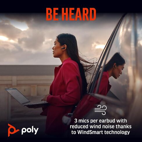 سماعات أذن Poly Voyager Free 60+ UC True Wireless (Plantronics) - ميكروفونات لإلغاء الضوضاء للمكالمات الواضحة - ANC - حافظة شحن ذكية مع أدوات تحكم تعمل باللمس - تعمل مع iPhone وAndroid وPC/Mac وZoom وTeams - حصريًا لأمازون in Saudi Arabia