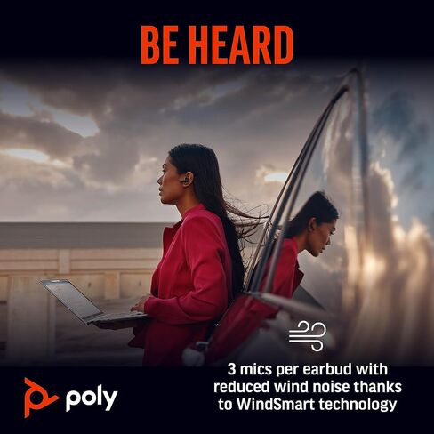 سماعات أذن Poly Voyager Free 60+ UC True Wireless (Plantronics) - ميكروفونات لإلغاء الضوضاء للمكالمات الواضحة - ANC - حافظة شحن ذكية مع أدوات تحكم تعمل باللمس - تعمل مع iPhone وAndroid وPC/Mac وZoom وTeams - حصريًا لأمازون in Saudi Arabia