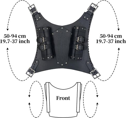 HiiFeuer Medieval Faux Leather Embossed Double Back Sword Frog, Adjustable Renaissance Knight Mercenary Sword Holster in Saudi Arabia