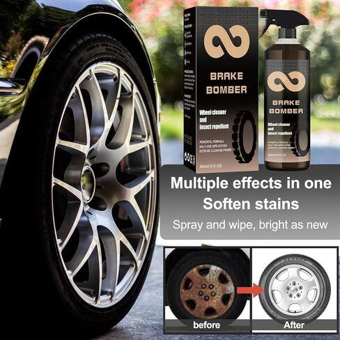 YG LianKai 𝟑𝟎𝟎𝐦𝐥 منظف عجلات الفرامل، منظف قوي للعجلات، بخاخ منظف العجلات غير الحمضي، مثالي لتنظيف العجلات والإطارات، على السبائك والكروم والعجلات المطلية in Kuwait