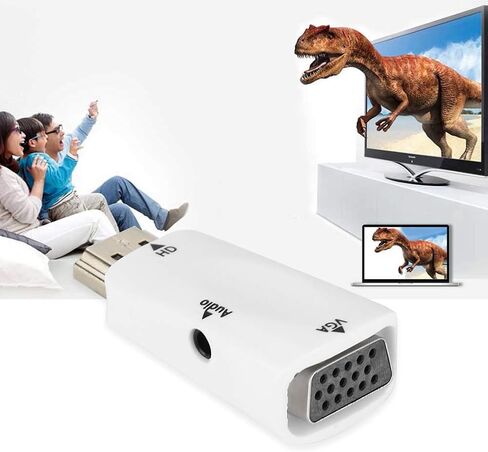 محول محول Sonew HD 1080P أنثى إلى VGA أنثى مع كابل إخراج صوت 3.5 مم للكمبيوتر/الكمبيوتر المحمول/DVD/سطح المكتب/اللوحة المسطحة/STB الرقمي/المشغل (أبيض) in Kuwait
