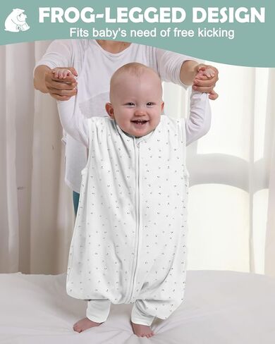 أكياس نوم للأطفال الصغار من ليكتين 0.5 توغ - بطانية يمكن ارتداؤها للأطفال الصغار مع أرجل، 100% قطن 100% كيس نوم بدون أكمام بسحاب ثنائي الاتجاه in Kuwait