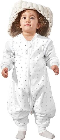 أكياس نوم للأطفال الصغار من ليكتين 0.5 توغ - بطانية يمكن ارتداؤها للأطفال الصغار مع أرجل، 100% قطن 100% كيس نوم بدون أكمام بسحاب ثنائي الاتجاه in Kuwait