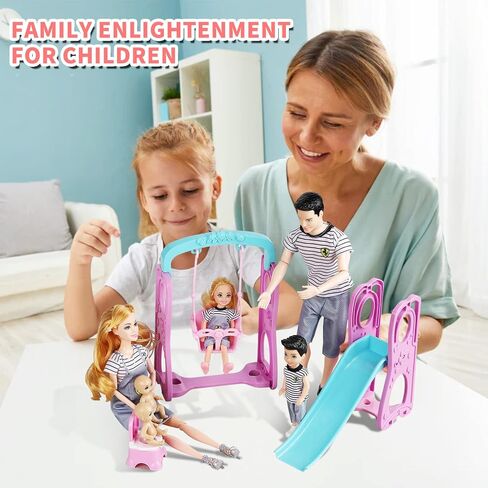 Family Dolls Set of 6 People with Pregnant Mom Dad 3 Kids and Baby Boy in Mommy's Tummy, Doll Playsets and Accessories for 3-12 Years Old Toddlers Gift(Update) in Saudi Arabia